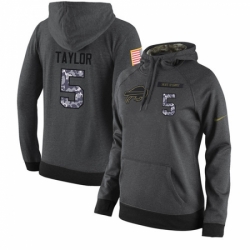 NFL Womens Nike Buffalo Bills 5 Tyrod Taylor Stitched Black Anthracite Salute to Service Player Performance Hoodie