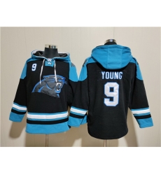 Men Carolina Panthers 9 Bryce Young Black Ageless Must Have Lace Up Pullover Hoodie