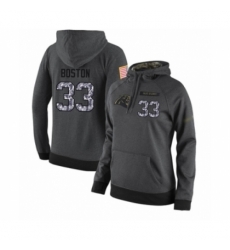 Football Womens Carolina Panthers 33 Tre Boston Stitched Black Anthracite Salute to Service Player Performance Hoodie