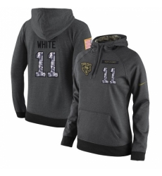 NFL Womens Nike Chicago Bears 11 Kevin White Stitched Black Anthracite Salute to Service Player Performance Hoodie