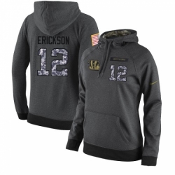 NFL Womens Nike Cincinnati Bengals 12 Alex Erickson Stitched Black Anthracite Salute to Service Player Performance Hoodie