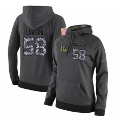 NFL Womens Nike Cincinnati Bengals 58 Carl Lawson Stitched Black Anthracite Salute to Service Player Performance Hoodie