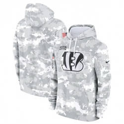 Men Cincinnati Bengals 2024 Arctic Camo Salute To Service Club Fleece Pullover Stitched Hoodie