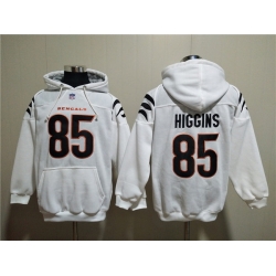 Men Cincinnati Bengals 85 Tee Higgins White Pullover Hoodie