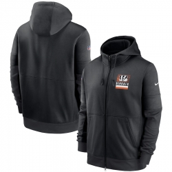 Men Cincinnati Bengals New 2020 Nike Gray Black Fan Gear Mascot Performance Full Zip Hoodie