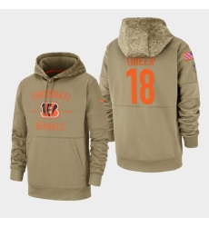 Mens Cincinnati Bengals 18 AJ Green 2019 Salute to Service Sideline Therma Pullover Hoodie Tan