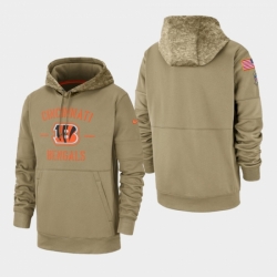 Mens Cincinnati Bengals Tan 2019 Salute to Service Sideline Therma Pullover Hoodie