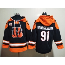 NFL Men Cincinnati Bengals 91 Trey Hendrickson Stitched Hoodie