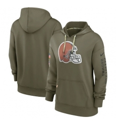 Women Cleveland Browns 2022 Olive Salute To Service Therma Performance Pullover Hoodie