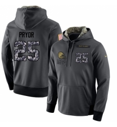 NFL Mens Nike Cleveland Browns 25 Calvin Pryor Stitched Black Anthracite Salute to Service Player Performance Hoodie