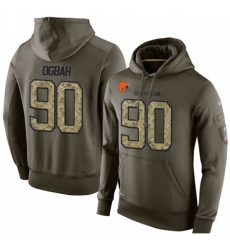 NFL Nike Cleveland Browns 90 Emmanuel Ogbah Green Salute To Service Mens Pullover Hoodie