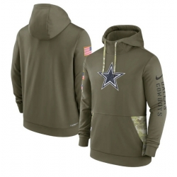 Men Dallas Cowboys 2022 Olive Salute To Service Therma Performance Pullover Hoodie