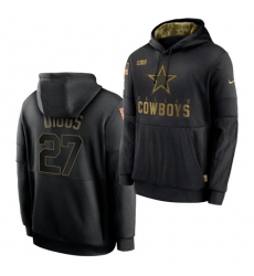 Men Dallas Cowboys 27 Trevon Diggs 2020 Salute To Service Black Sideline Performance Pullover Hoodie