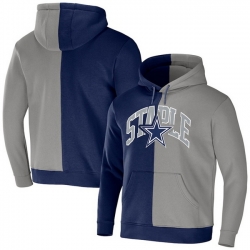 Men Dallas Cowboys Navy Grey Split Logo Pullover Hoodie