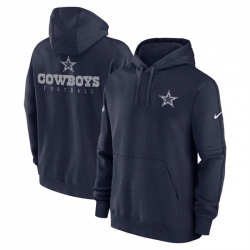 Men Dallas Cowboys Navy Sideline Club Fleece Pullover Hoodie