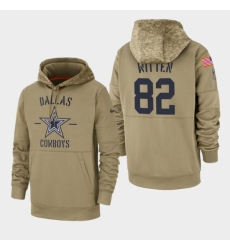 Mens Dallas Cowboys 82 Jason Witten 2019 Salute to Service Sideline Therma Pullover Hoodie Tan