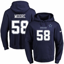 NFL Mens Nike Dallas Cowboys 58 Damontre Moore Navy Blue Name Number Pullover Hoodie