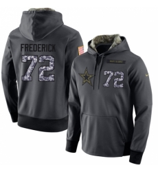 NFL Mens Nike Dallas Cowboys 72 Travis Frederick Stitched Black Anthracite Salute to Service Player Performance Hoodie