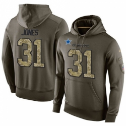 NFL Nike Dallas Cowboys 31 Byron Jones Green Salute To Service Mens Pullover Hoodie