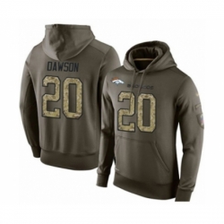 Football Mens Denver Broncos 20 Duke Dawson Green Salute To Service Pullover Hoodie