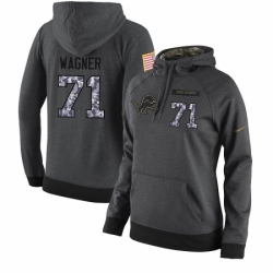 NFL Womens Nike Detroit Lions 71 Ricky Wagner Stitched Black Anthracite Salute to Service Player Performance Hoodie