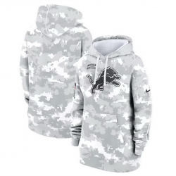 Women Detroit Lions 2024 Arctic Camo Salute To Service Club Fleece Pullover Hoodie