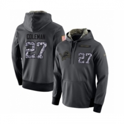 Football Mens Detroit Lions 27 Justin Coleman Stitched Black Anthracite Salute to Service Player Performance Hoodie