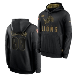 Men Custom Men Detroit Lions 2020 Salute To Service Black Sideline Performance Pullover Hoodie