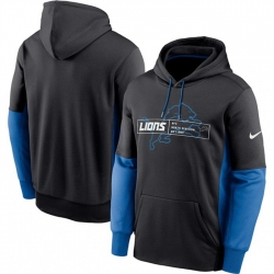 Men Detroit Lions Black Color Block Fleece Performance Pullover Hoodie