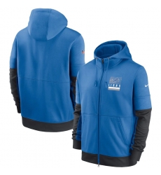 Men Detroit Lions Nike Sideline Impact Lockup Performance Full Zip Hoodie Blue