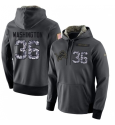 NFL Mens Nike Detroit Lions 36 Dwayne Washington Stitched Black Anthracite Salute to Service Player Performance Hoodie