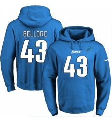 NFL Mens Nike Detroit Lions 43 Nick Bellore Blue Name Number Pullover Hoodie