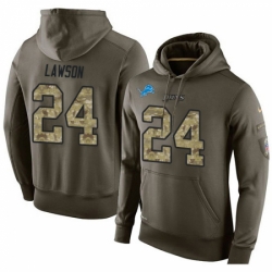 NFL Nike Detroit Lions 24 Nevin Lawson Green Salute To Service Mens Pullover Hoodie