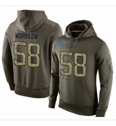 NFL Nike Detroit Lions 58 Paul Worrilow Green Salute To Service Mens Pullover Hoodie