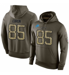 NFL Nike Detroit Lions 85 Eric Ebron Green Salute To Service Mens Pullover Hoodie