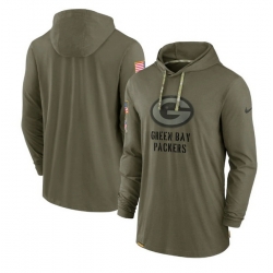 Men Green Bay Packers 2022 Olive Salute To Service Tonal Pullover Hoodie