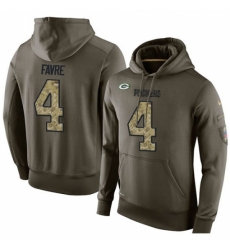 NFL Nike Green Bay Packers 4 Brett Favre Green Salute To Service Mens Pullover Hoodie