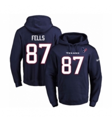 Football Mens Houston Texans 87 Darren Fells Navy Blue Name Number Pullover Hoodie