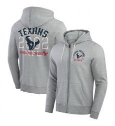 Men Houston Texans Heather Gray Vintage Stripe Full Zip Hoodie