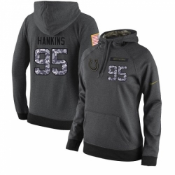 NFL Womens Nike Indianapolis Colts 95 Johnathan Hankins Stitched Black Anthracite Salute to Service Player Performance Hoodie