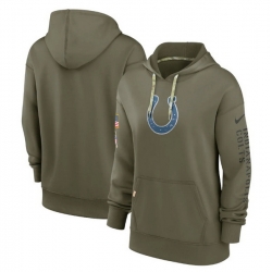 Women Indianapolis Colts 2022 Olive Salute To Service Therma Performance Pullover Hoodie