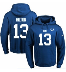 NFL Mens Nike Indianapolis Colts 13 TY Hilton Royal Blue Name Number Pullover Hoodie