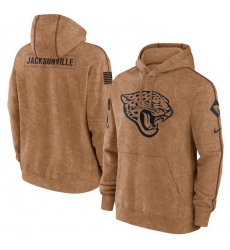 Men Jacksonville Jaguars 2023 Brown Salute To Service Pullover Hoodie