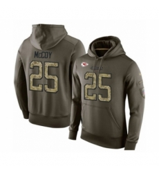 Football Mens Kansas City Chiefs 25 LeSean McCoy Green Salute To Service Pullover Hoodie