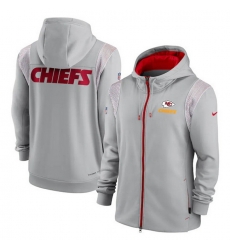 Men Kansas City Chiefs Grey Performance Sideline Lockup Full Zip Hoodie