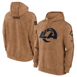 Men Los Angeles Rams 2023 Brown Salute To Service Pullover Hoodie