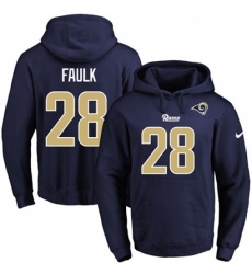 NFL Mens Nike Los Angeles Rams 28 Marshall Faulk Navy Blue Name Number Pullover Hoodie