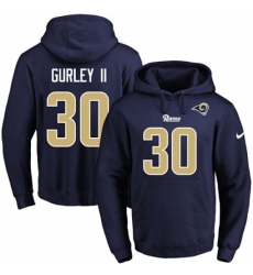 NFL Mens Nike Los Angeles Rams 30 Todd Gurley Navy Blue Name Number Pullover Hoodie