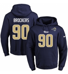 NFL Mens Nike Los Angeles Rams 90 Michael Brockers Navy Blue Name Number Pullover Hoodie