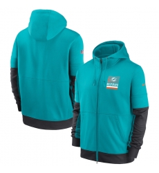 Men Miami Dolphins New 2020 Nike Aque Black Fan Gear Mascot Performance Full Zip Hoodie